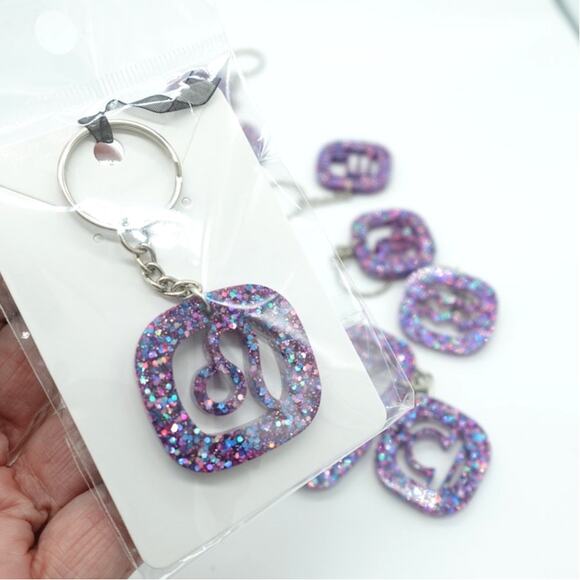 Violet Galactic Glitter ZODIAC Charm Keychain - Picture 6 of 9